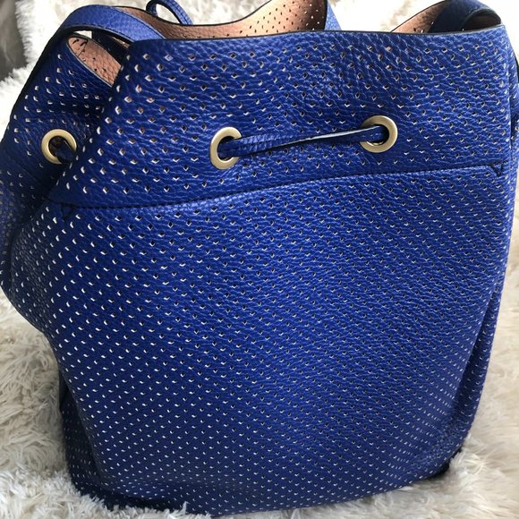 Armani Exchange Perforated Bucket Bag, Blue - Picture 2 of 5